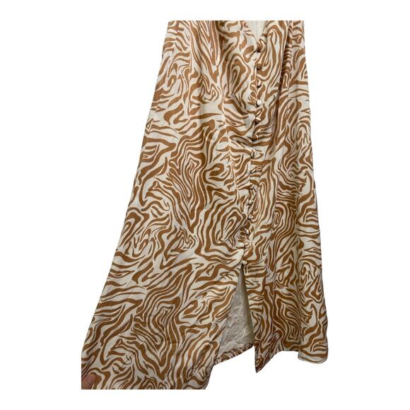 Song of Style Jude Zebra Print Halter Midi Dress Open Back Slit Tan Ivory Size S - Picture 8 of 12